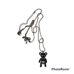 Betsey Johnson Black Gold Bear Necklace